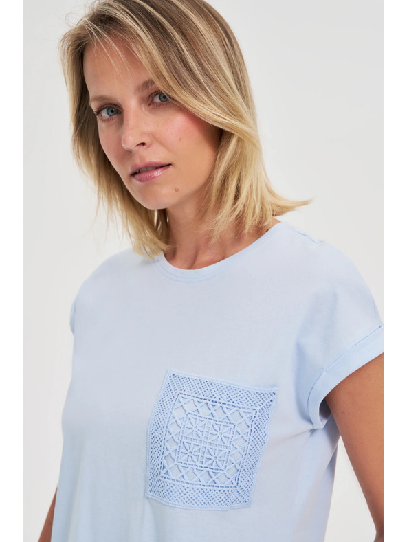 Moodo Hellblaues Baumwoll-Top mit Tasche
