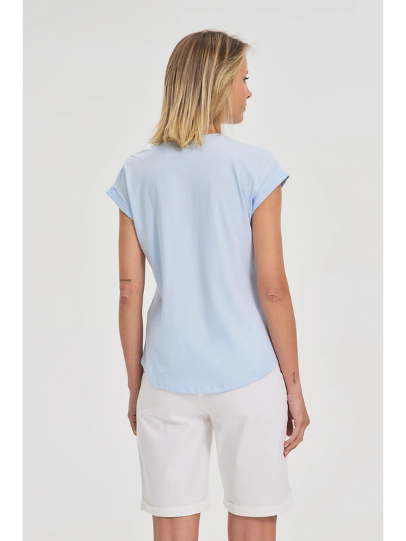Moodo Hellblaues Baumwoll-Top mit Tasche