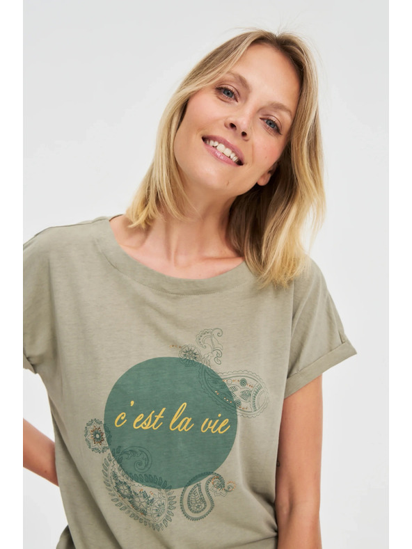 Moodo Olivgrünes Damen-T-Shirt Moodo