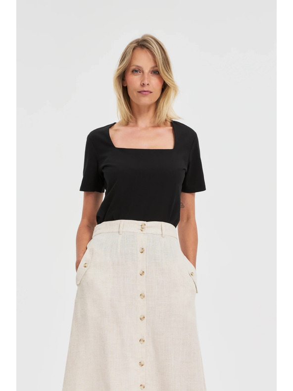 Moodo Schwarzes Damen Long Shirt Moodo