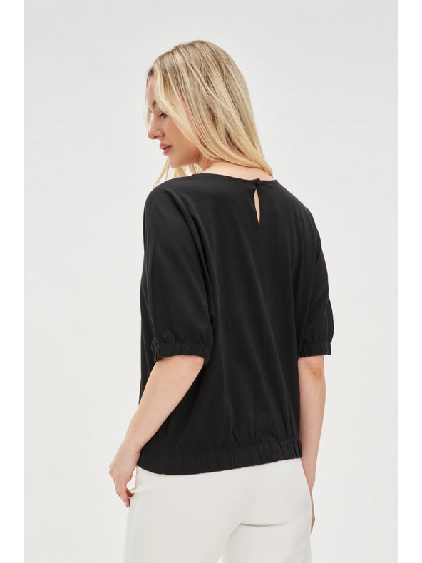 Moodo Schwarzes Damen-T-Shirt aus Baumwolle Moodo