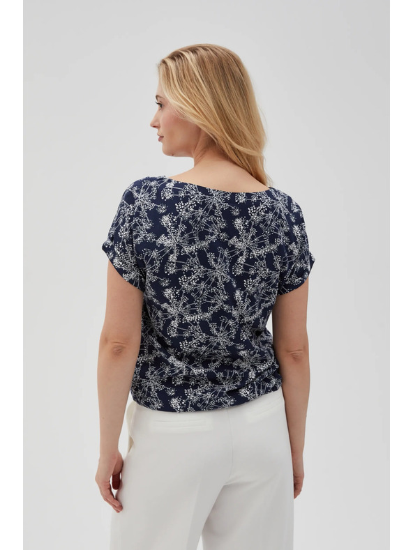 Moodo Dunkelblau Damenbluse mit Bindung
