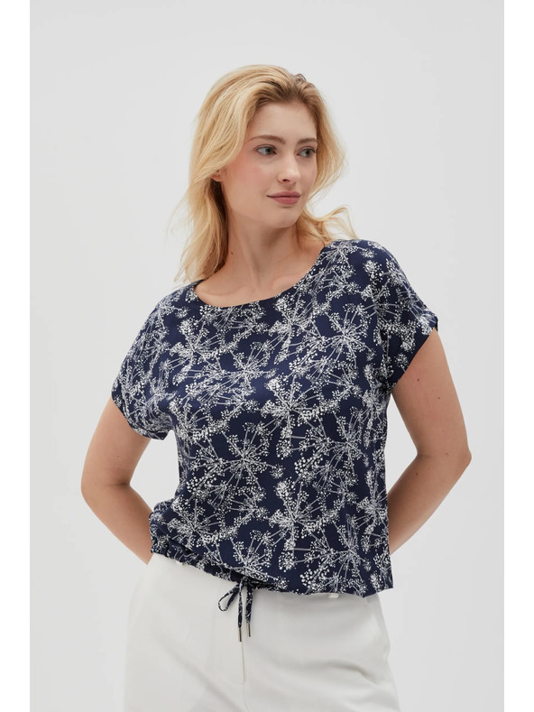 Moodo Dunkelblau Damenbluse mit Bindung
