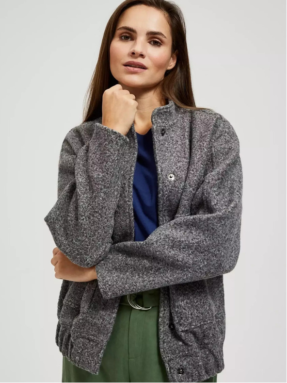 Moodo Grau melierter Bomberjacke