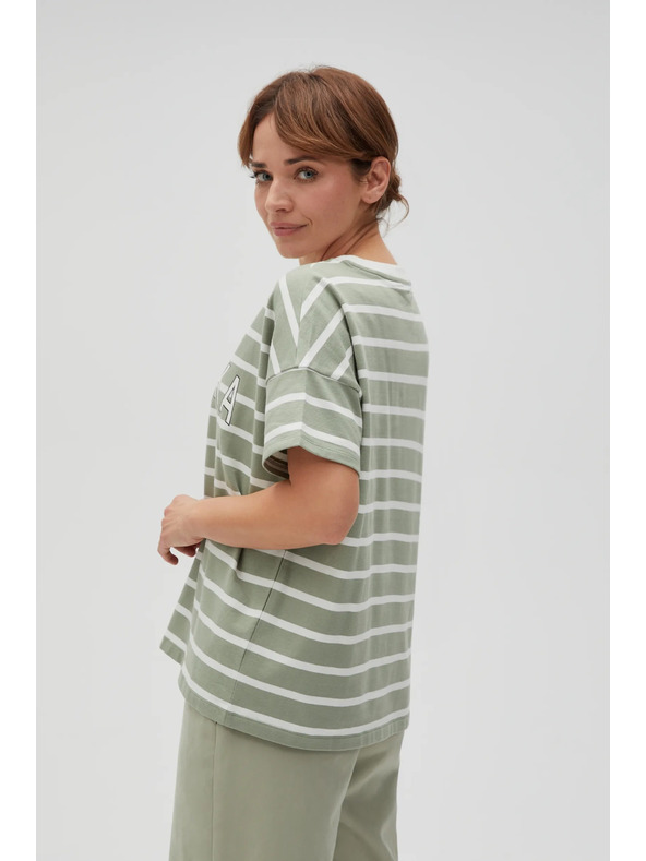 Moodo Olivgrün gestreiftes T-Shirt