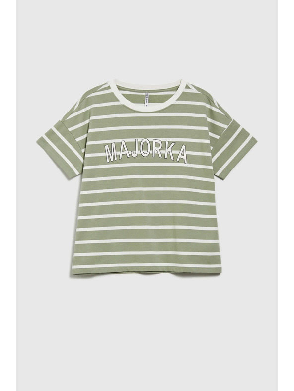 Moodo Olivgrün gestreiftes T-Shirt