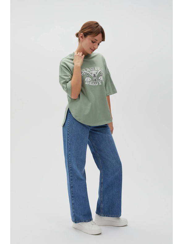 Moodo Olivgrünes Damen-T-Shirt
