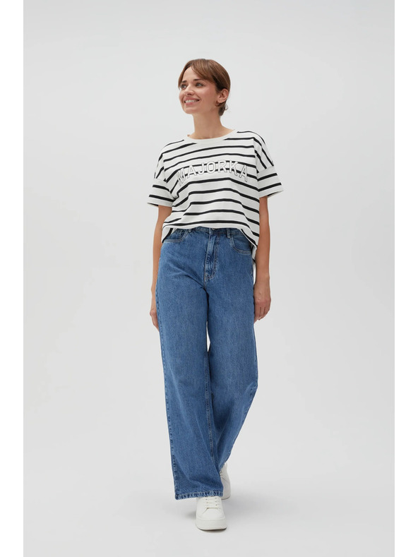 Moodo Weißes gestreiftes Damen-T-Shirt