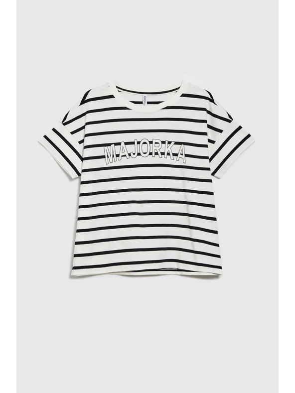 Moodo Weißes gestreiftes Damen-T-Shirt