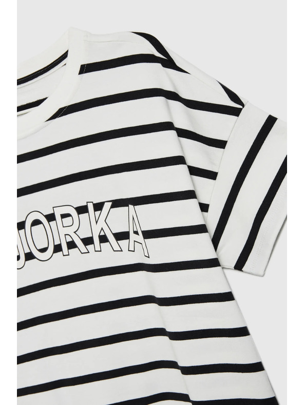 Moodo Weißes gestreiftes Damen-T-Shirt