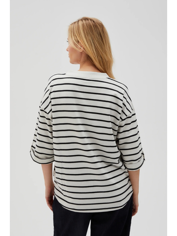 Moodo Weiß-schwarzes gestreiftes lockeres T-Shirt