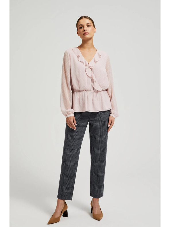 Moodo Rosa Damenbluse mit Rüschen