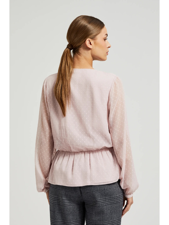 Moodo Rosa Damenbluse mit Rüschen