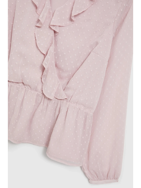 Moodo Rosa Damenbluse mit Rüschen
