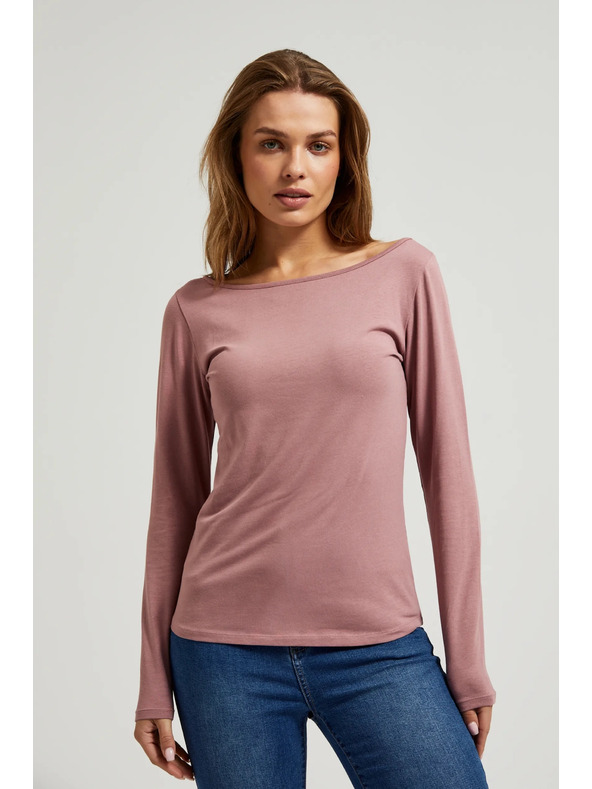 Moodo Dusty Rosa Damen-T-Shirt mit langen Ärmeln