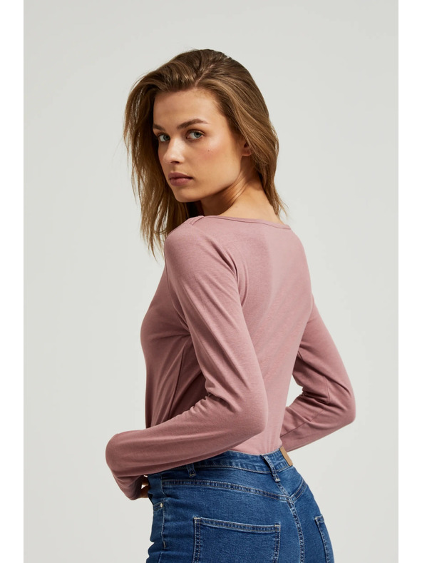 Moodo Dusty Rosa Damen-T-Shirt mit langen Ärmeln