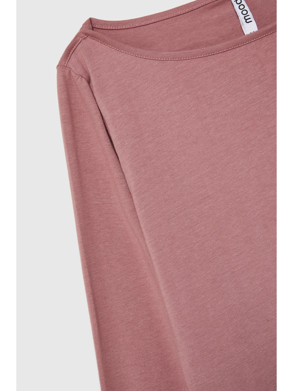 Moodo Dusty Rosa Damen-T-Shirt mit langen Ärmeln