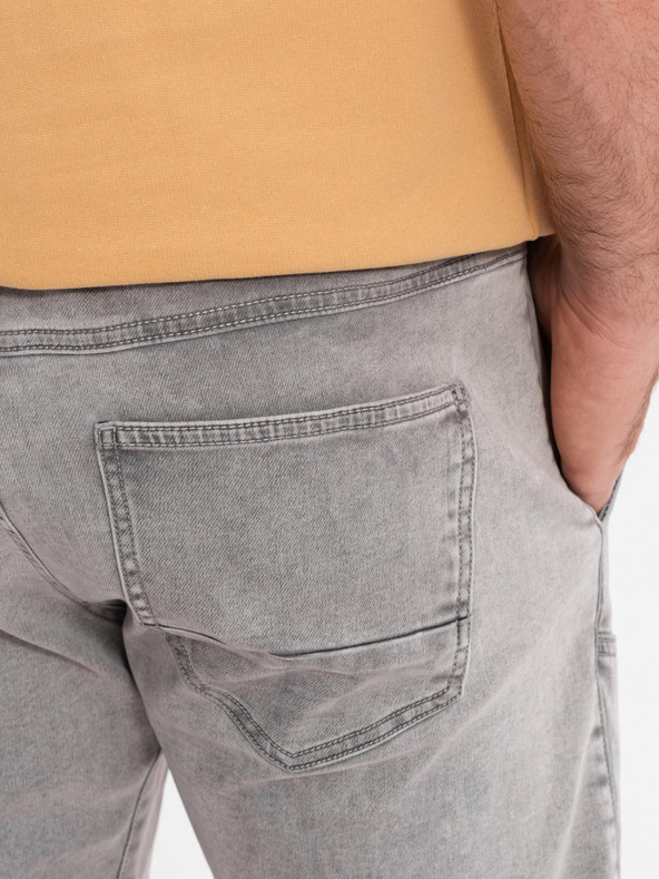 Ombre Clothing Herren Jeans-Shorts mit dekorativer Steppnaht - hellgrau