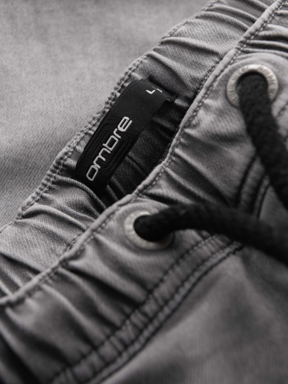 Ombre Clothing Herren Jeans-Shorts mit dekorativer Steppnaht - hellgrau