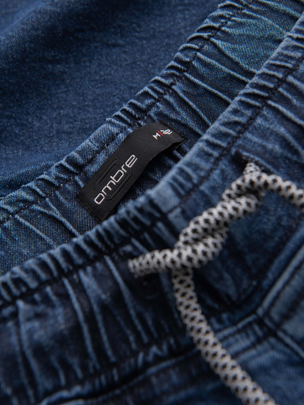 Ombre Clothing Herren Jeans-Shorts mit umgeschlagenen Beinabschluss - dunkelblau