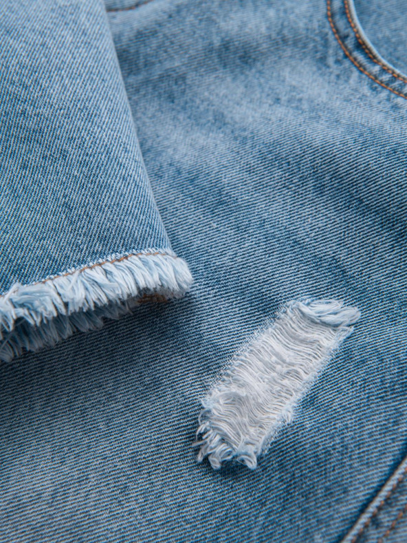Ombre Clothing Herren kurze Jeans-Shorts mit Löchern und Rissen - hellblau