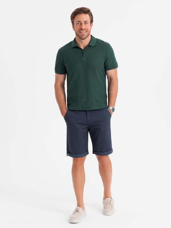 Ombre Clothing Herren klassische Chino-Shorts mit umgeschlagenen Beinabschluss - dunkelblau