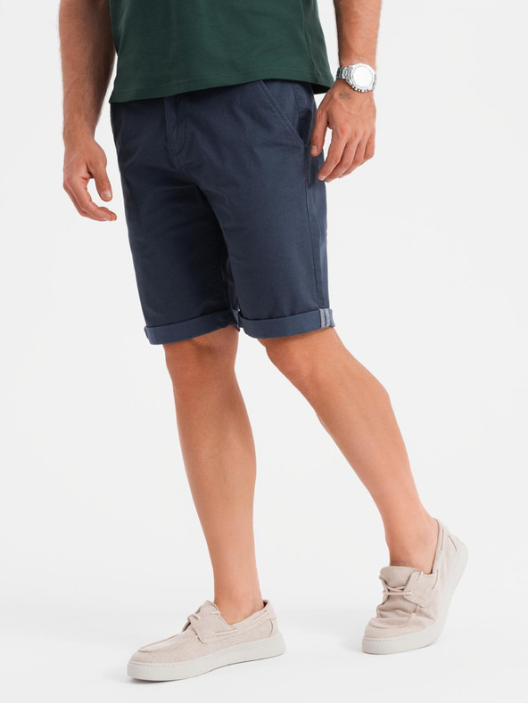Ombre Clothing Herren klassische Chino-Shorts mit umgeschlagenen Beinabschluss - dunkelblau