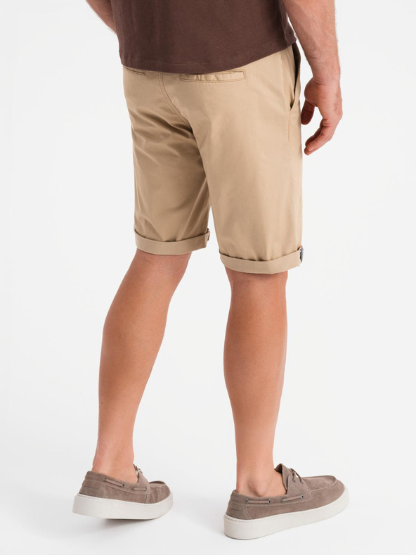 Ombre Clothing Herren-Chino-Shorts mit umgeschlagenem Beinabschluss - beige
