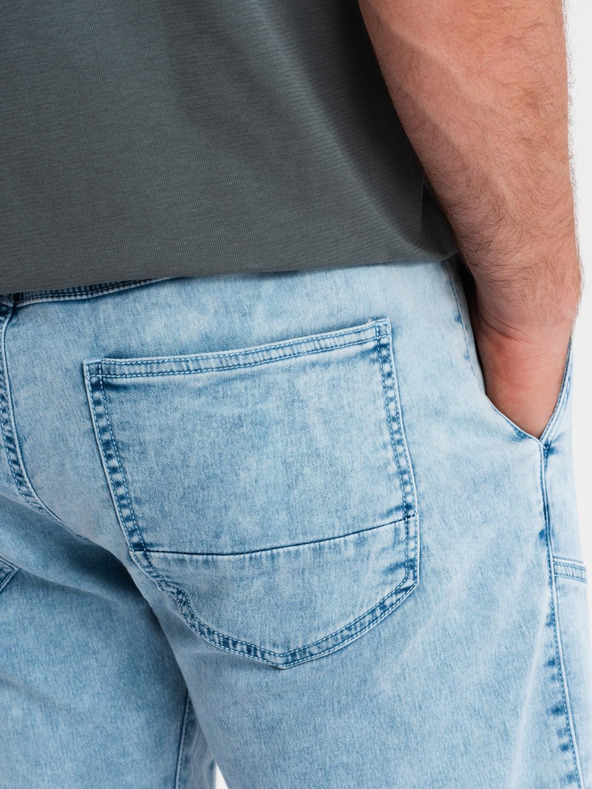 Ombre Clothing Herren-kurze Jeans-Shorts mit dekorativer Steppnaht - hellblau