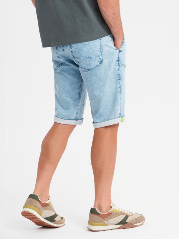 Ombre Clothing Herren-kurze Jeans-Shorts mit dekorativer Steppnaht - hellblau
