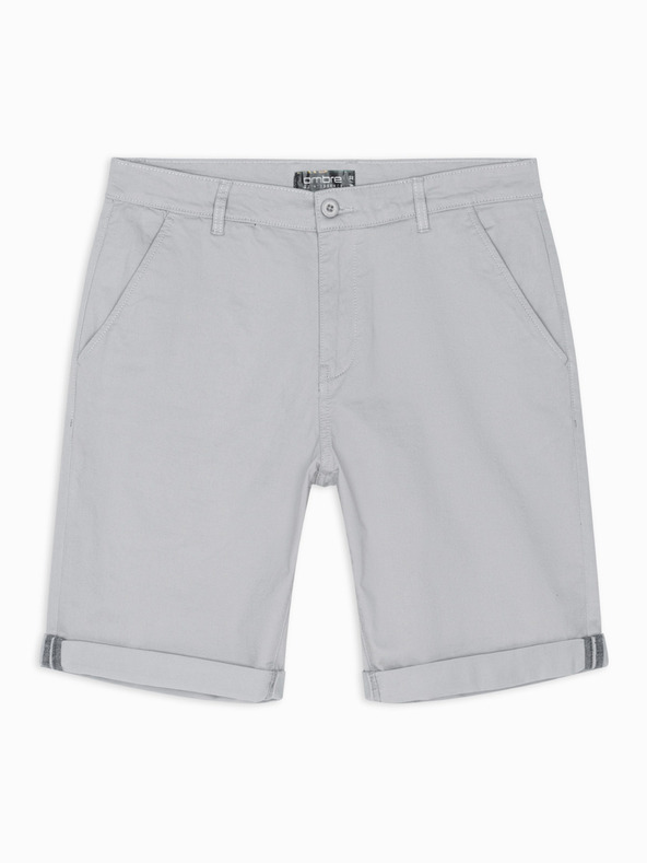 Ombre Clothing Herren-Chino-Shorts mit umgeschlagenem Beinabschluss - grau