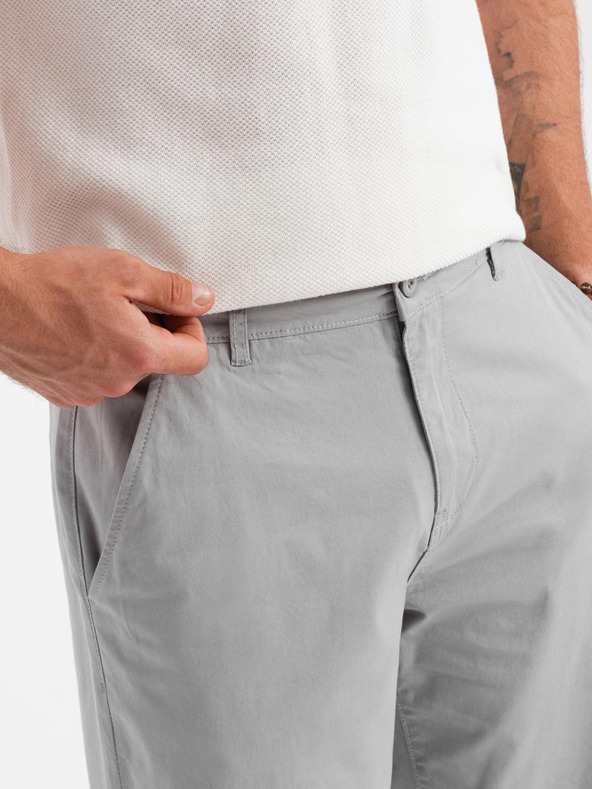 Ombre Clothing Herren-Chino-Shorts mit umgeschlagenem Beinabschluss - grau