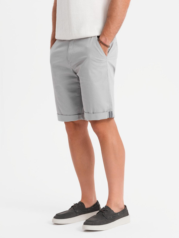 Ombre Clothing Herren-Chino-Shorts mit umgeschlagenem Beinabschluss - grau
