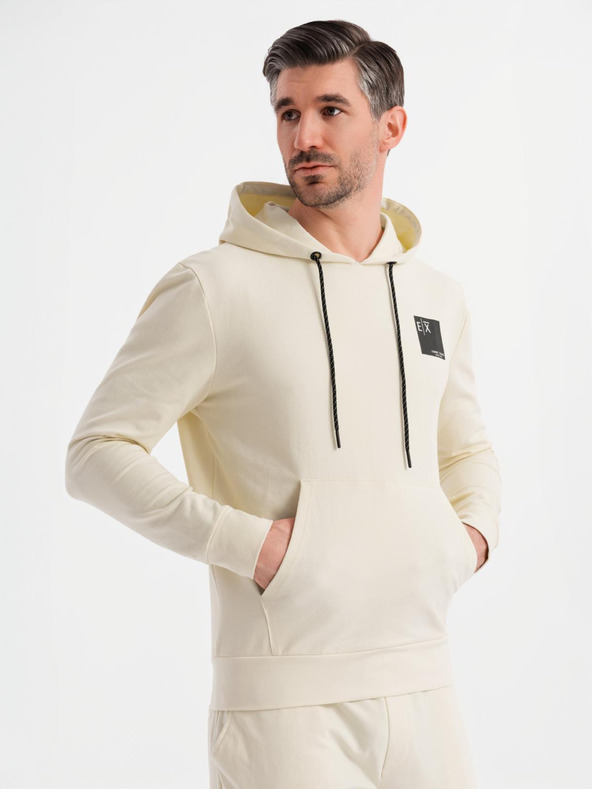 Ombre Clothing Herren-Hoodie + Jogginghose - creme