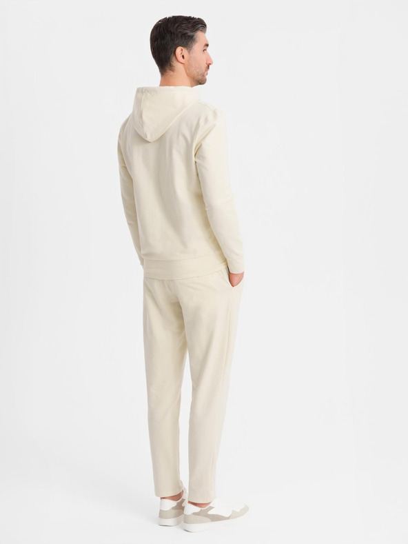 Ombre Clothing Herren-Hoodie + Jogginghose - creme