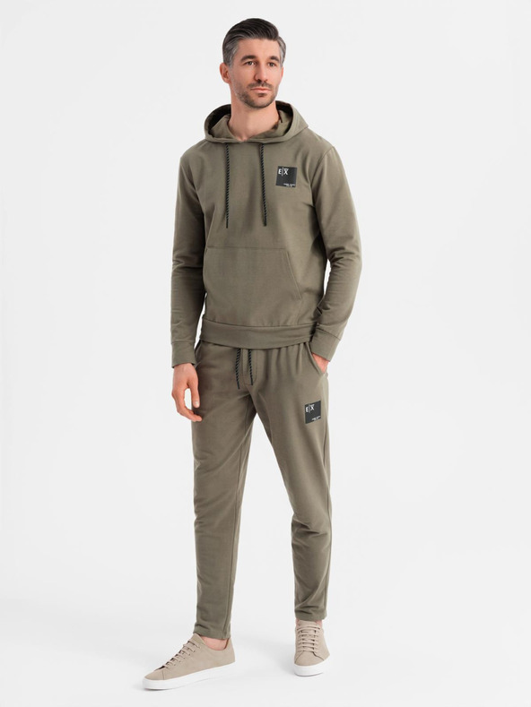 Ombre Clothing Herren-Hoodie + Jogginghose - olivgrün