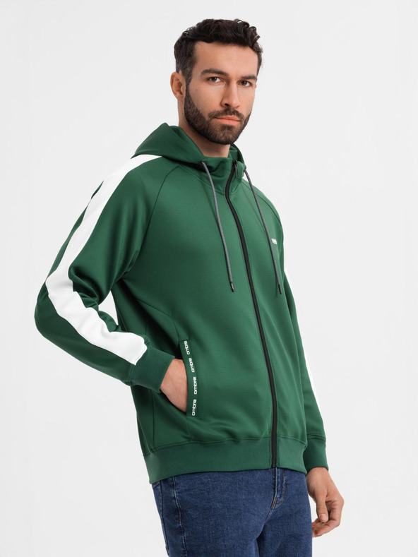 Ombre Clothing Herren-Zip-Hoodie mit Einfassung - dunkelgrün