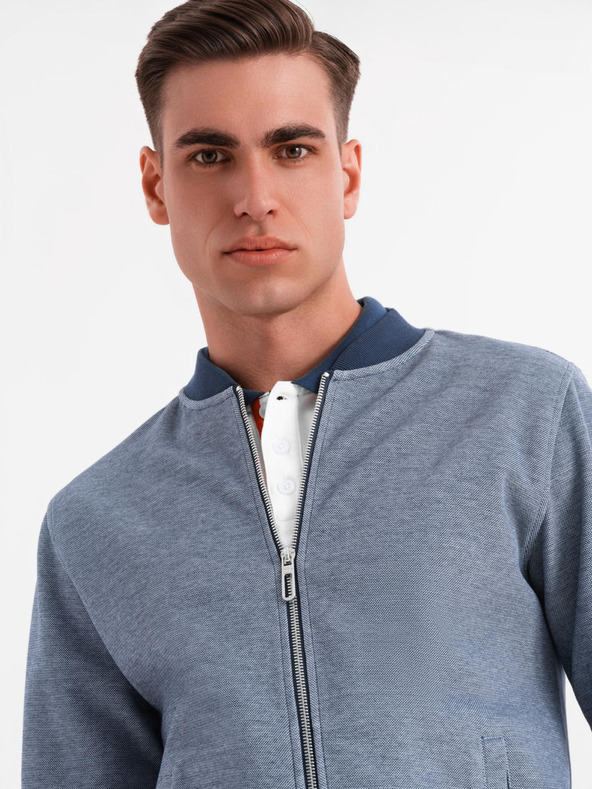 Ombre Clothing Herren-Strick-Bomberjacke - dunkelblau