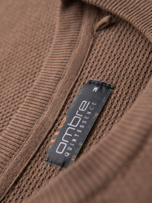 Ombre Clothing Herren-Strickhemd mit feiner Textur - hellbraun