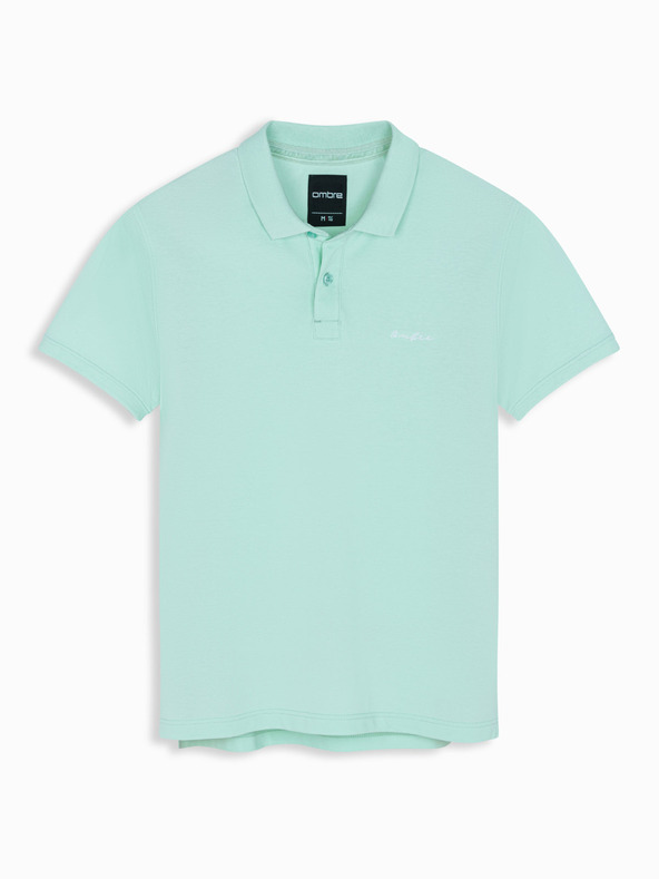 Ombre Clothing Baumwoll-Poloshirt aus Piqué-Strick - minze