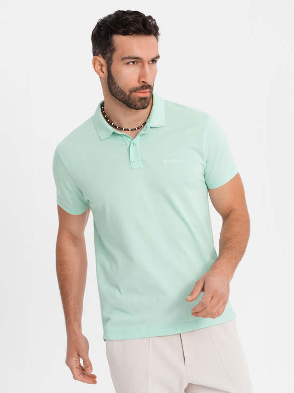 Ombre Clothing Baumwoll-Poloshirt aus Piqué-Strick - minze