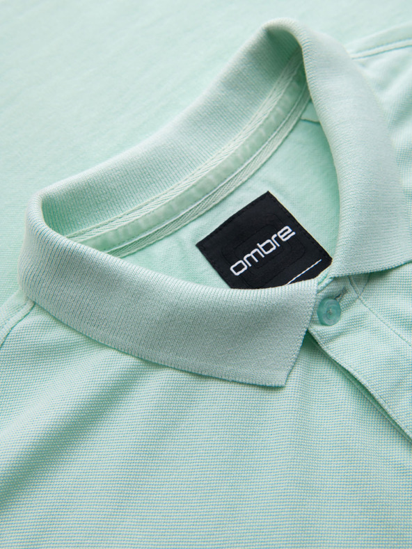 Ombre Clothing Baumwoll-Poloshirt aus Piqué-Strick - minze