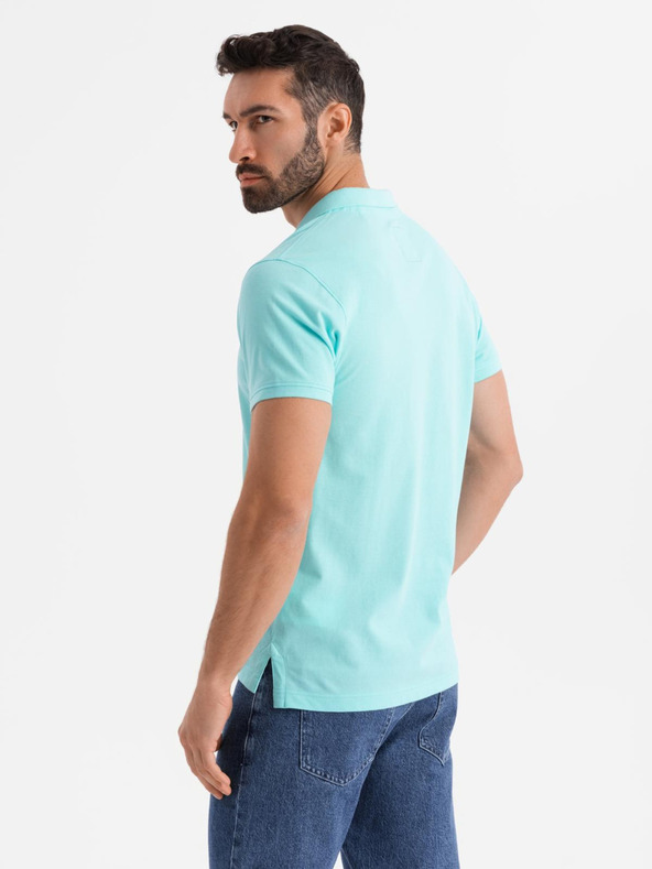 Ombre Clothing Baumwoll-Poloshirt aus Piqué-Strick - blau