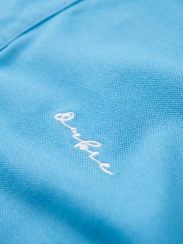 Ombre Clothing Baumwoll-Poloshirt aus Piqué-Strick - hellblau