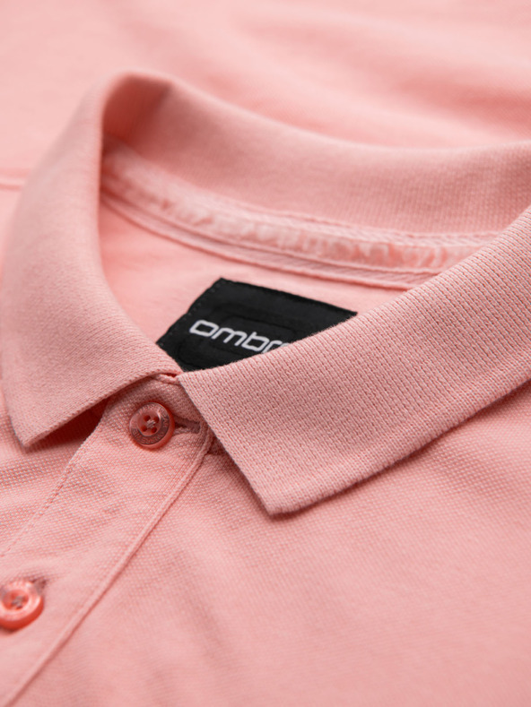 Ombre Clothing Baumwoll-Poloshirt aus Piqué-Strick - rosa