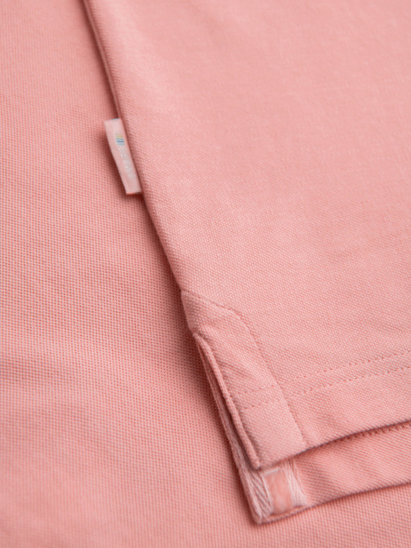 Ombre Clothing Baumwoll-Poloshirt aus Piqué-Strick - rosa