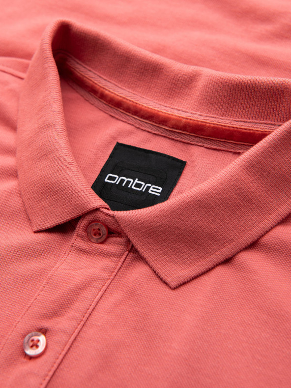 Ombre Clothing Baumwoll-Poloshirt aus Piqué-Strick - koralle
