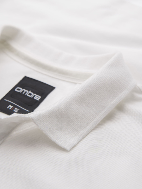 Ombre Clothing Baumwoll-Poloshirt aus Piqué-Strick - creme
