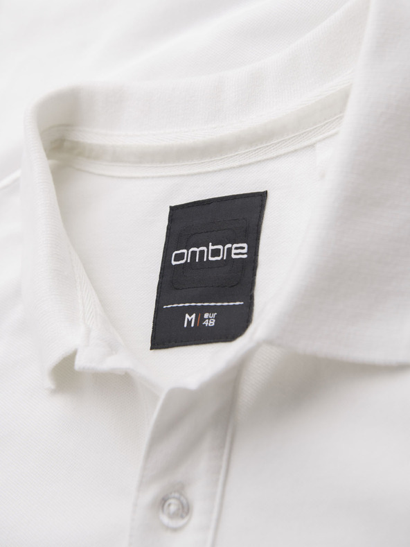 Ombre Clothing Baumwoll-Poloshirt aus Piqué-Strick - creme