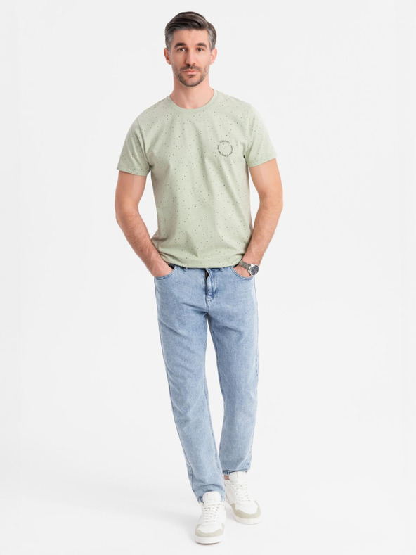 Ombre Clothing Herren-Baumwoll-T-Shirt mit Druck und rundem Ausschnitt - mint